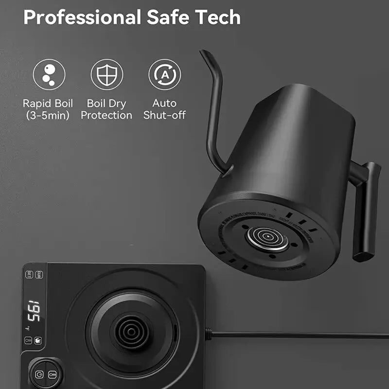 110V 220V Gooseneck Electric Kettle 1000ml Smart Temperature Control Pot 1200W Rapid Heating Kettle 304 Stainless Steel Liner