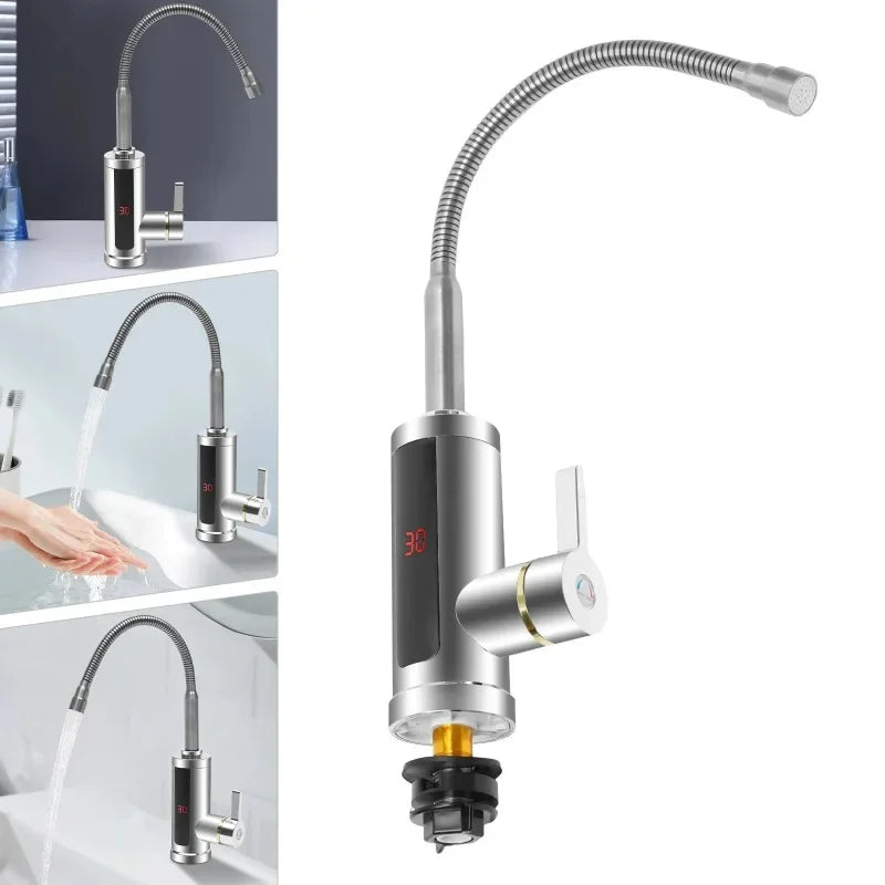 3000W Instant Electric LCD Faucet Instant Tap 360° Fast Heater Heating Hot/Cold Water Supply for Bathroom Kitchen
